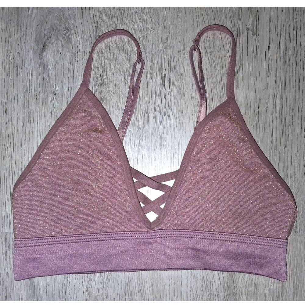 Victoria's Secret PINK Mauve Glitter Unlined Triangle Bralette Size Extra Small